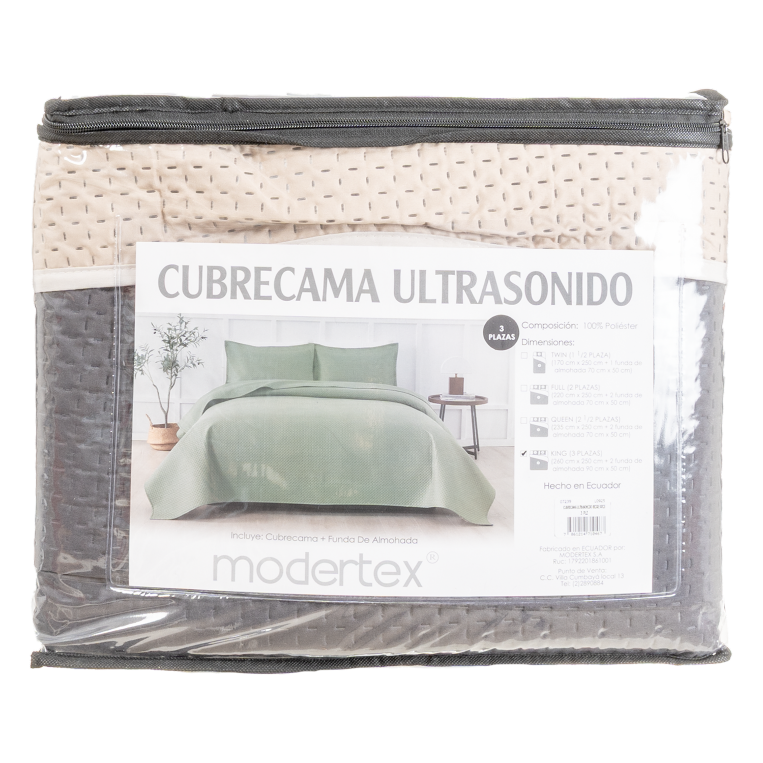 Cubrecama Ultrasonido Beige Con Gris MODERTEX