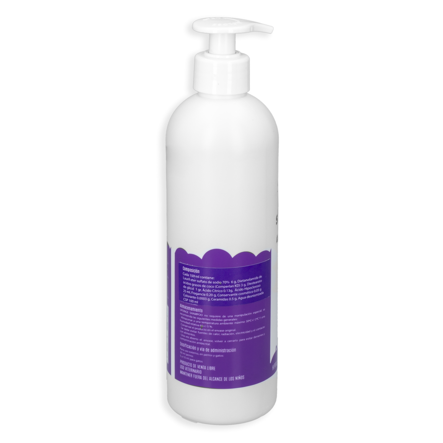 Shampoo Para Mascotas Con acido Hipocloroso Y  Ceramidas SPONGE 500 Ml