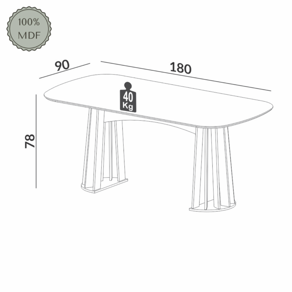 Mesa De Comedor Rectangular DALLA COSTA MDF