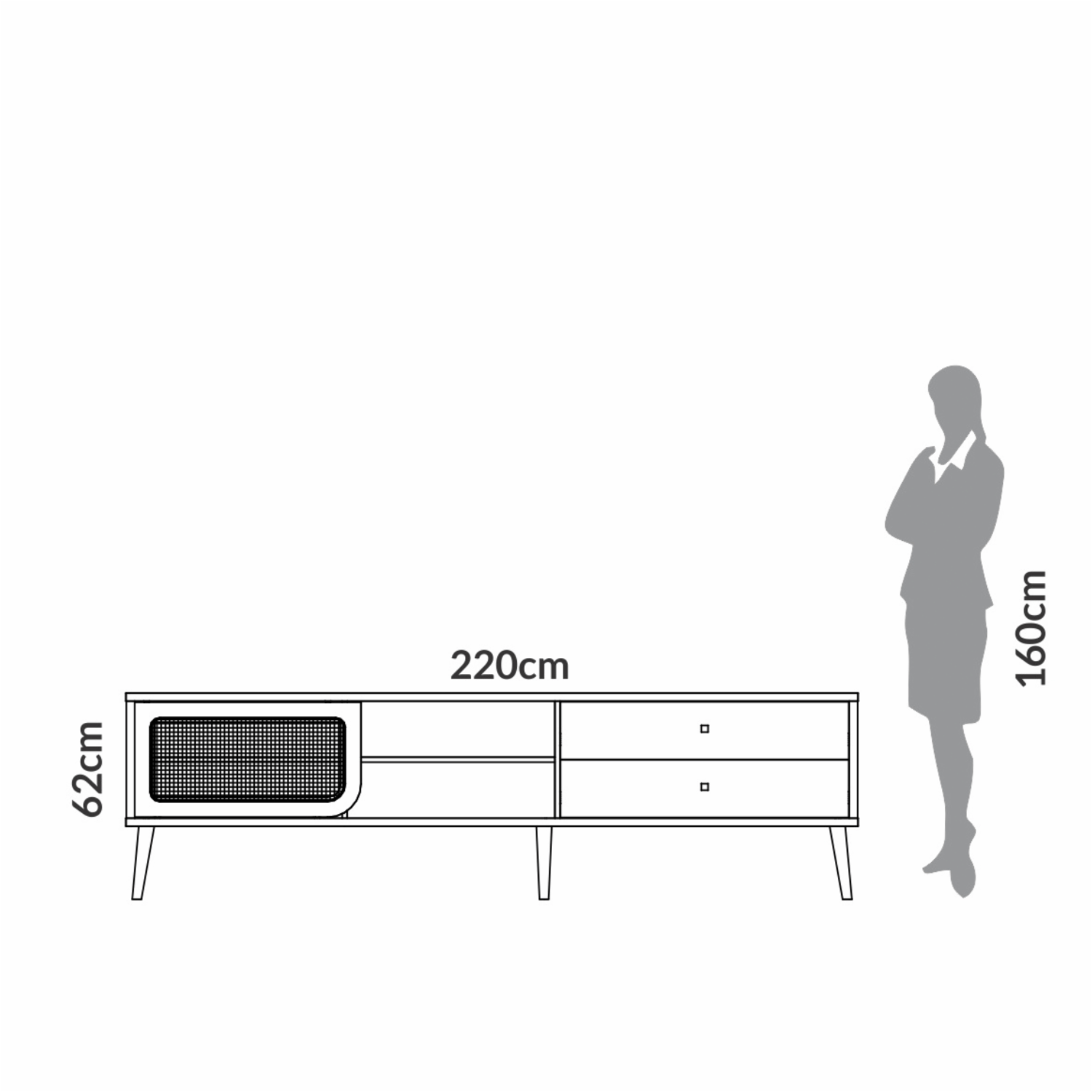Rack De Tv 98″ Con Dos Cajones Y Tela Sintética DALLA COSTA Mdf