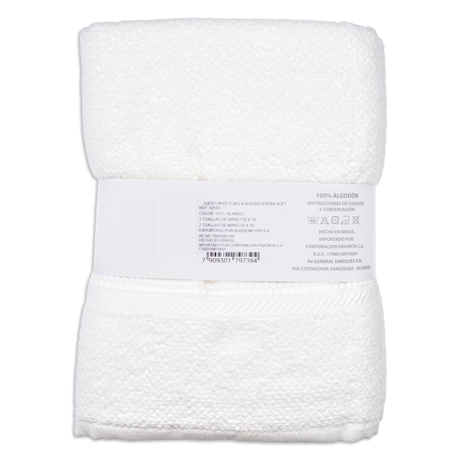Juego Toallas De Baño Alegro Extra Soft Blanco BUDDEMEYER
