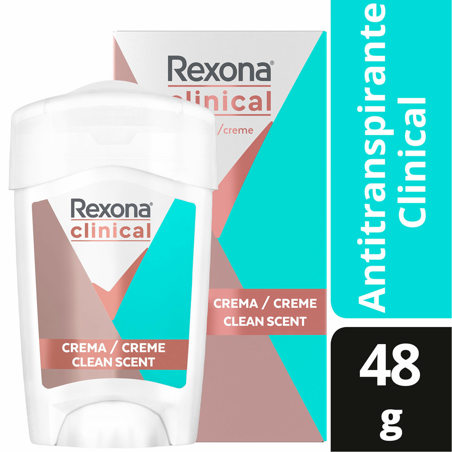 Desodorante En Crema Para Mujer Clínica Clean Scent 48 H REXONA 48 G