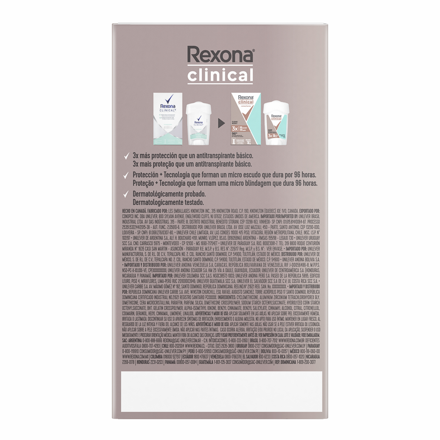 Desodorante En Crema Para Mujer Clínica Clean Scent 48 H REXONA 48 G