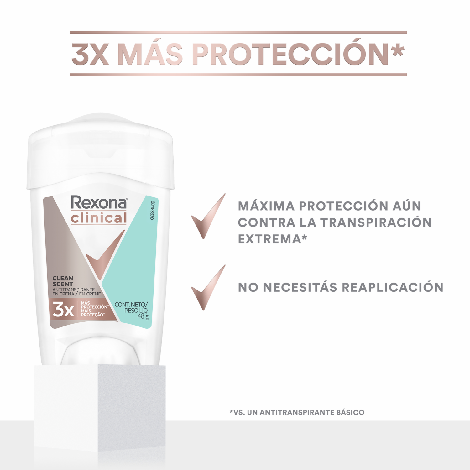 Desodorante En Crema Para Mujer Clínica Clean Scent 48 H REXONA 48 G