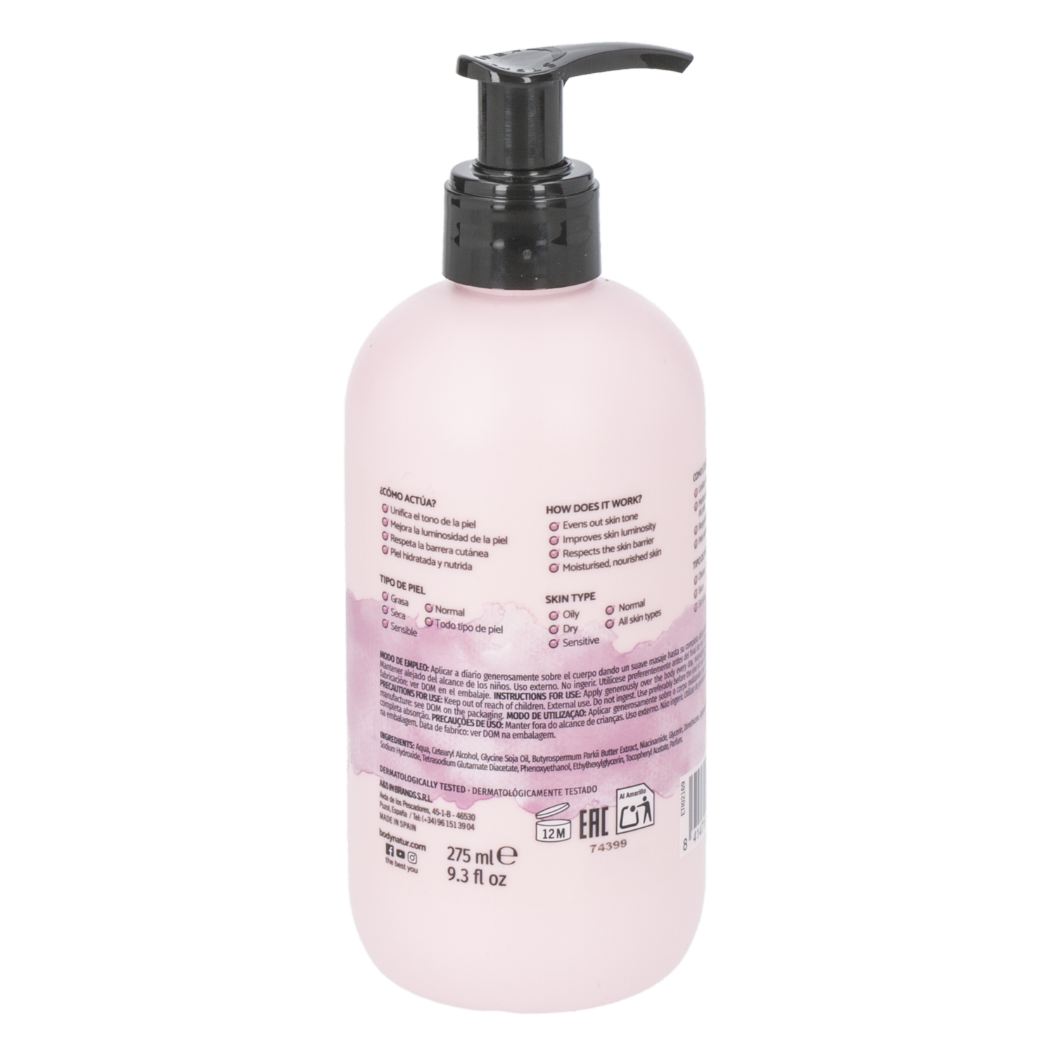 Loción Corporal Hidratante Con Niacinamida BODY NATUR 275 Ml