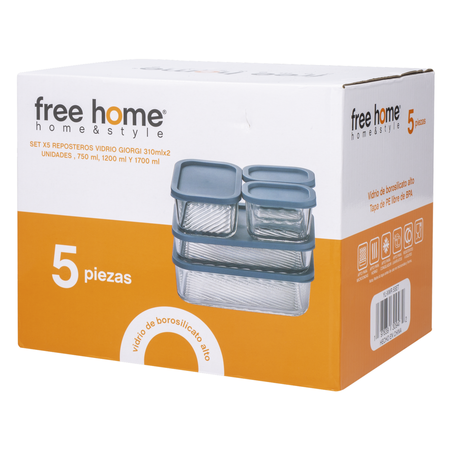 Set Reposteros Vidrio Giorgi FREE HOME 5 Piezas