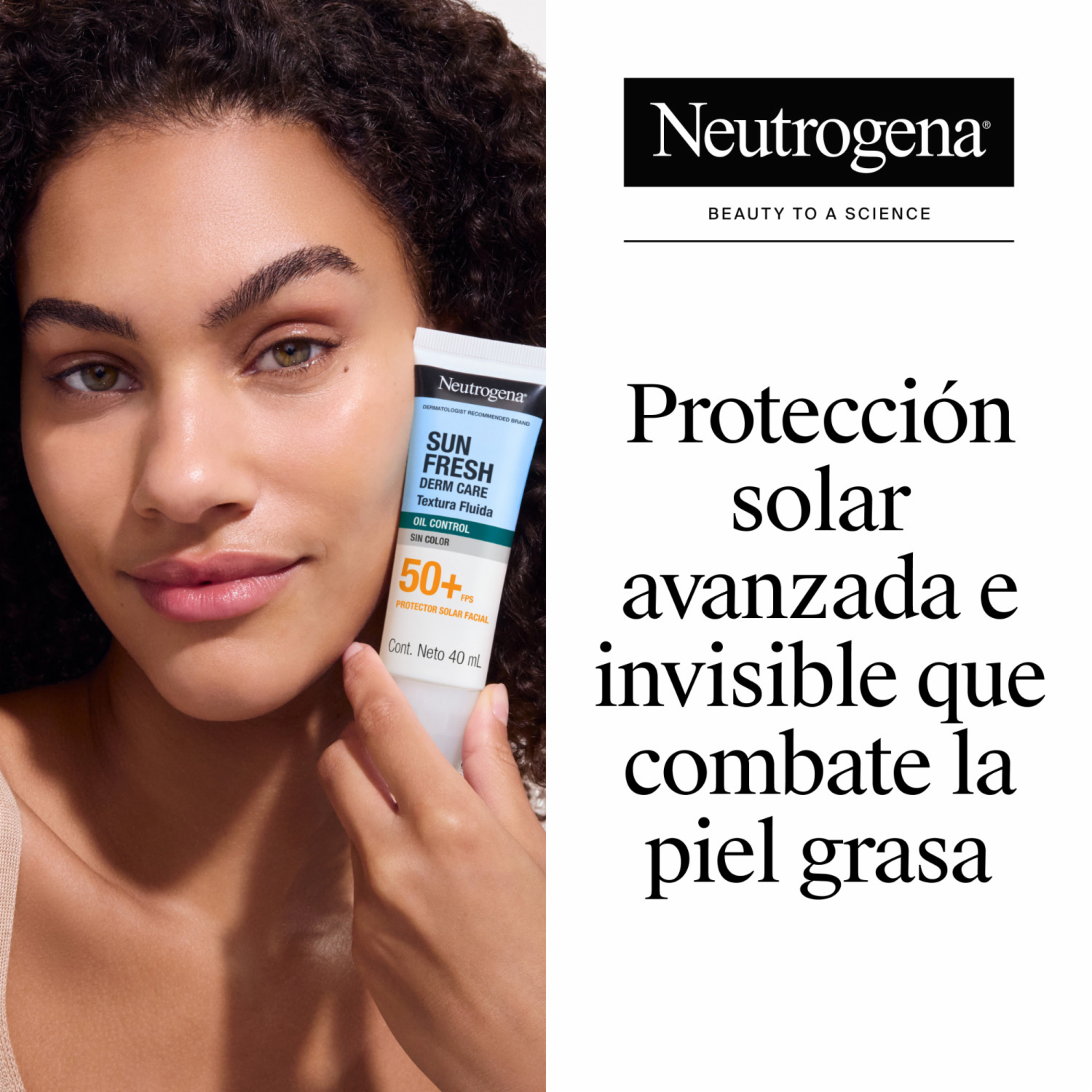 Protector Solar Facial Sun Fresh Oil Control Fluido Sin Color FPS 50 NEUTROGENA 40 Ml