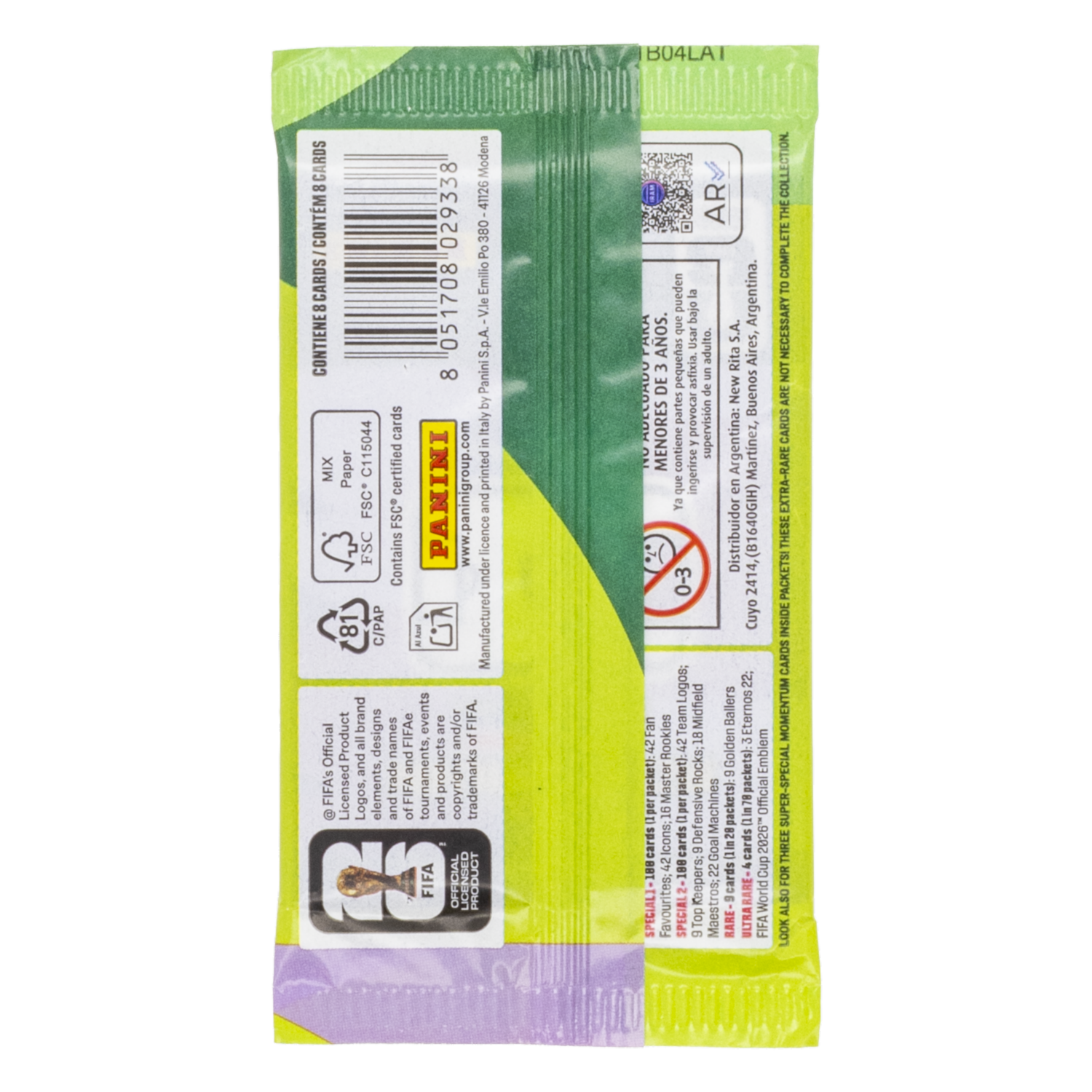 Sobre De Tarjetas Colección Fifa World Cup 2026 PANINI X 8 Uds