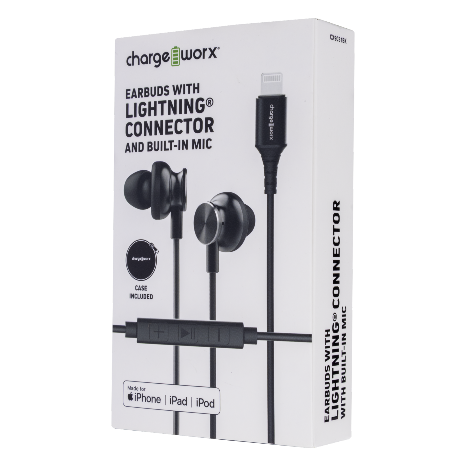 Audífonos Para Iphone De Conexion Directa Con Microfono Y Control De Volumen  Negro CHARGE WORX Alámbrico