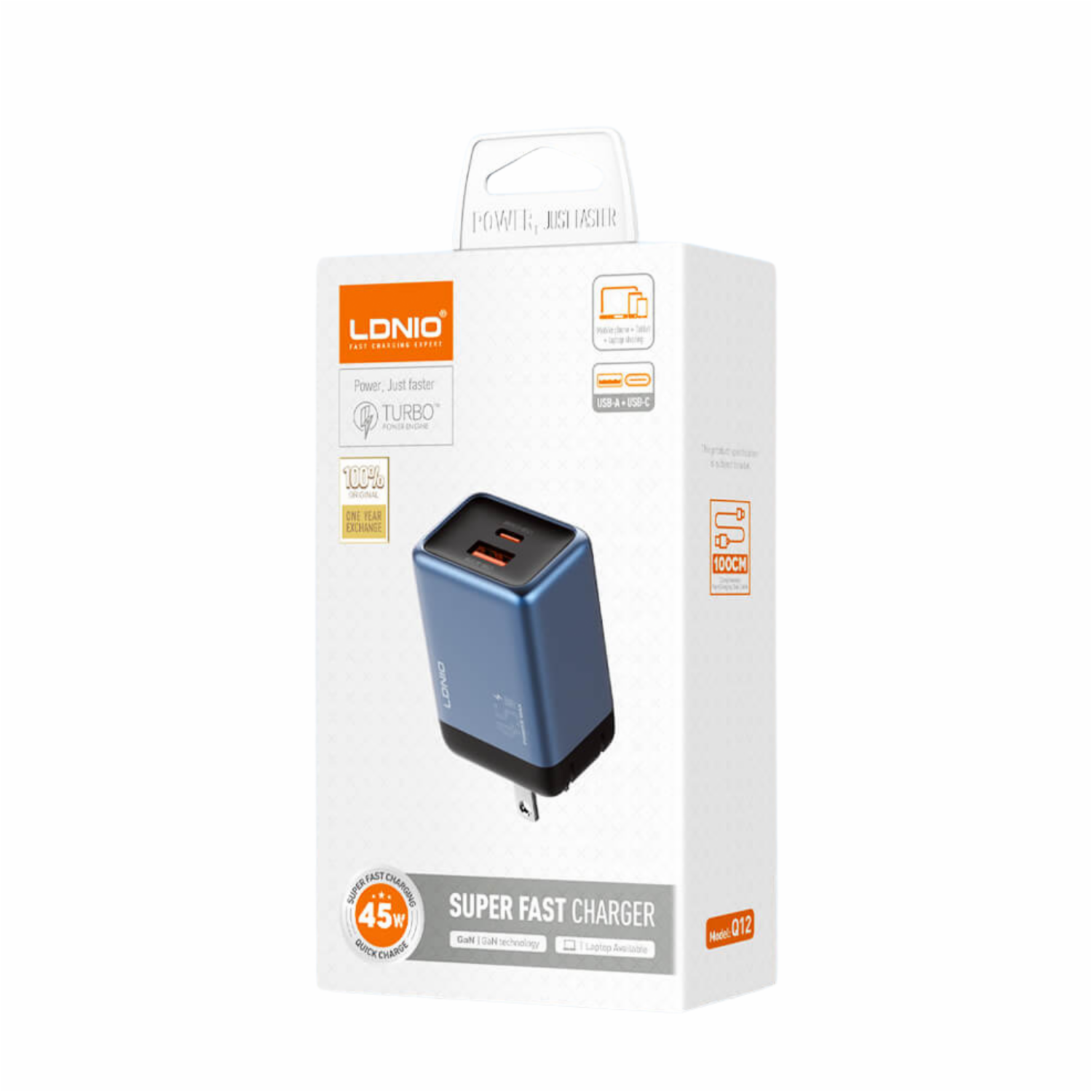 Cargador Para Auto Modelo C103 1PD + 1USB QC4.0 Con Cable Tipo C A Tipo C Negro LDNIO 60 W
