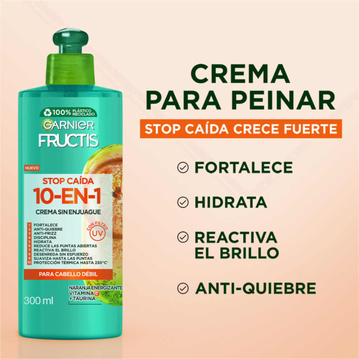 Crema Para Peinar Stop Caída GARNIER FRUCTIS 300 Ml