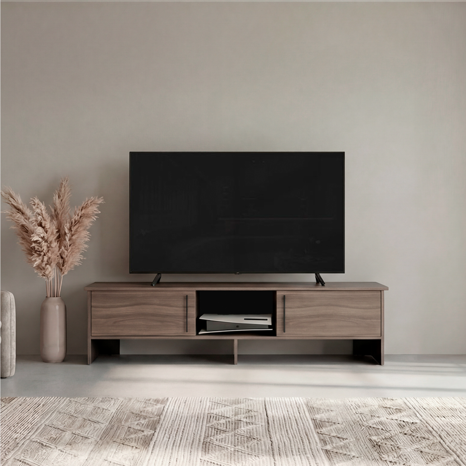 Rack De Tv Para 65″ Linea Dago Avellana Negro MÖBLART MDF