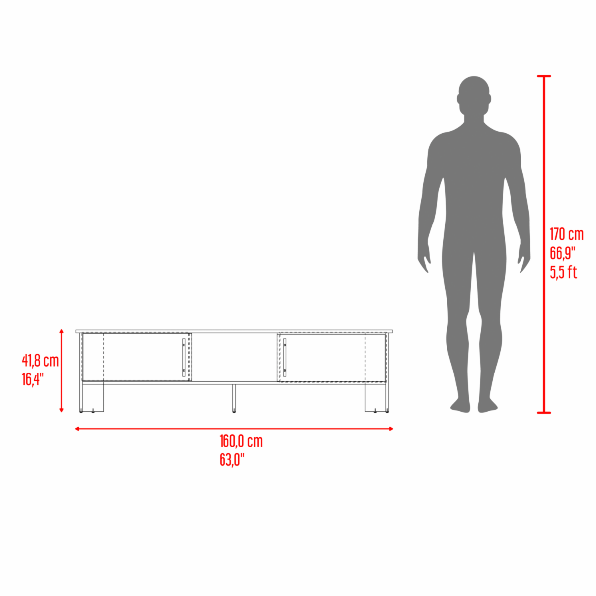 Rack De Tv Para 65″ Linea Dago Avellana Negro MÖBLART MDF