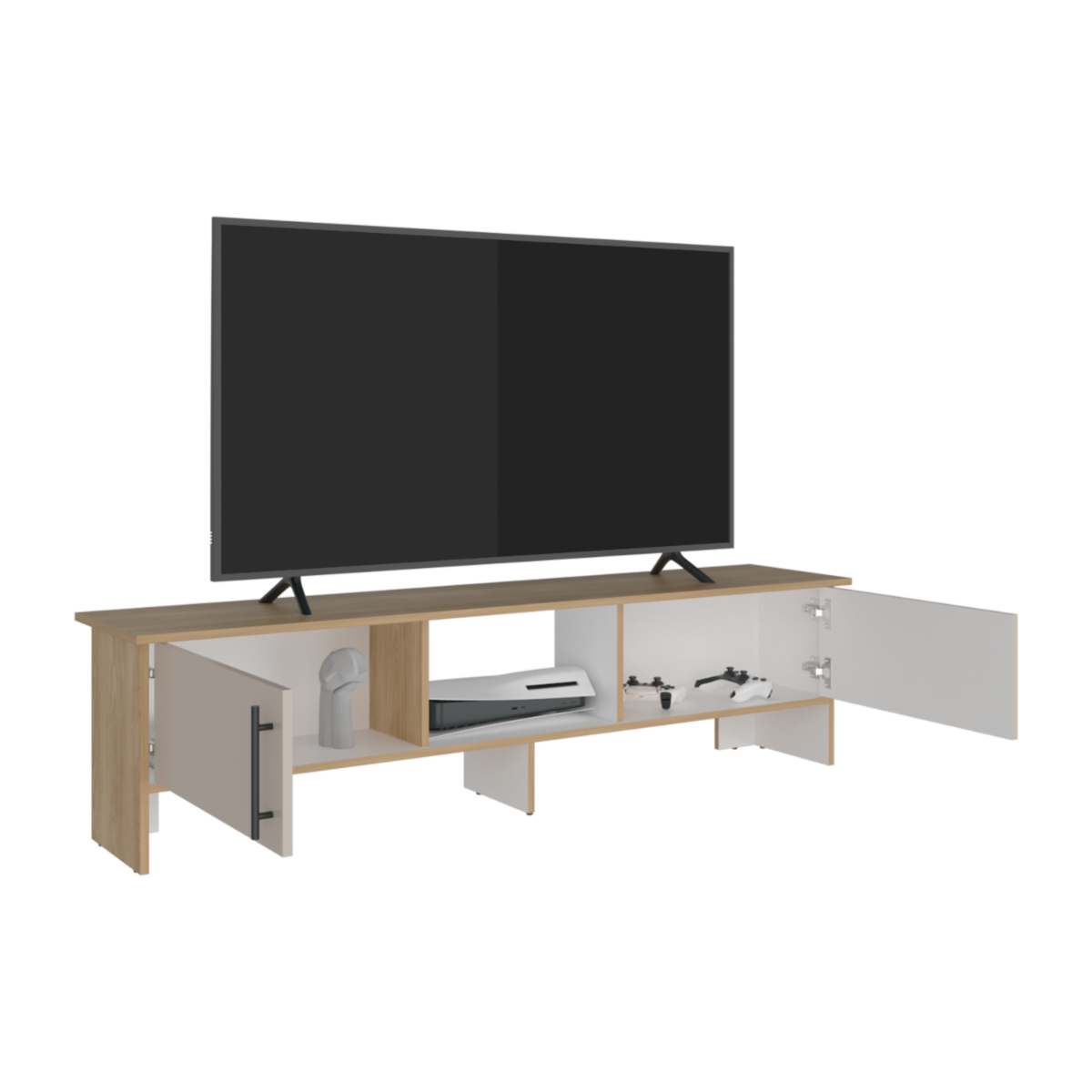 Rack De Tv Para 65″ Linea Dago Fresno Blanco Capri MÖBLART MDF