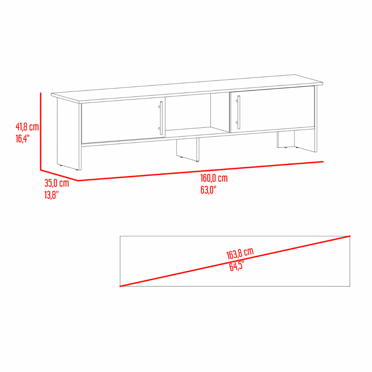 Rack De Tv Para 65″ Linea Dago Fresno Blanco Capri MÖBLART MDF