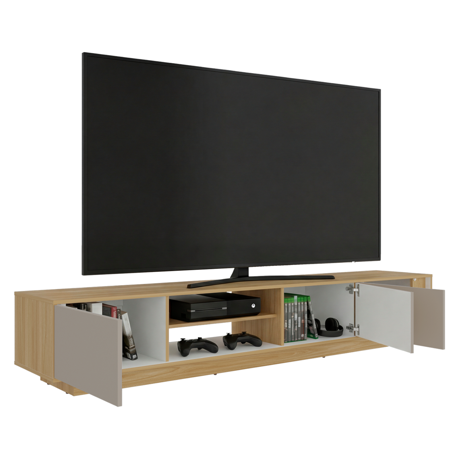 Rack De Tv Para 85″ Maldivas Fresno Blanco Capri MÖBLART MDF