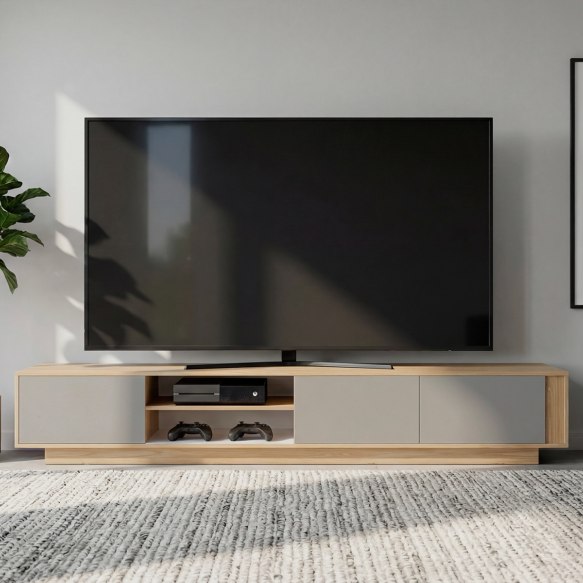 Rack De Tv Para 85″ Maldivas Fresno Blanco Capri MÖBLART MDF