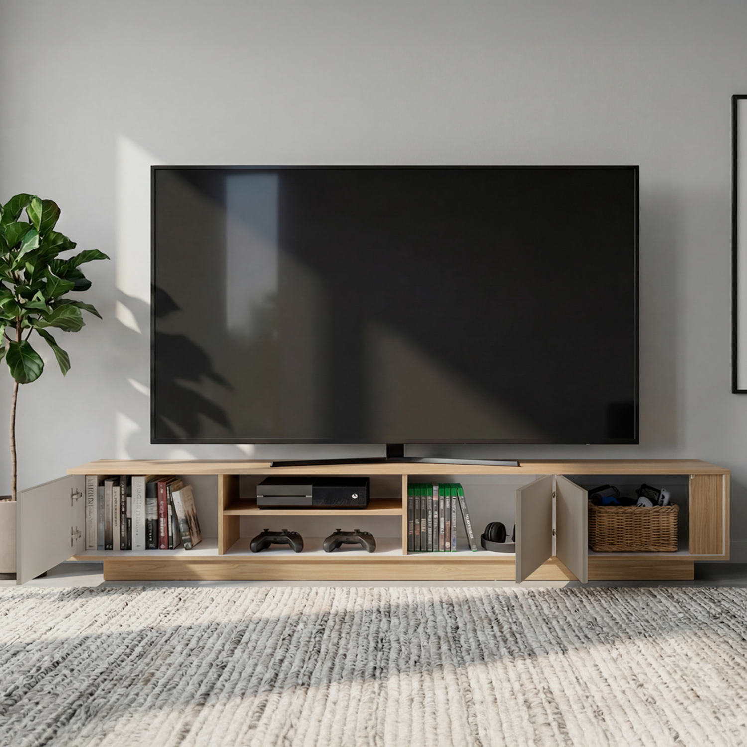 Rack De Tv Para 85″ Maldivas Fresno Blanco Capri MÖBLART MDF