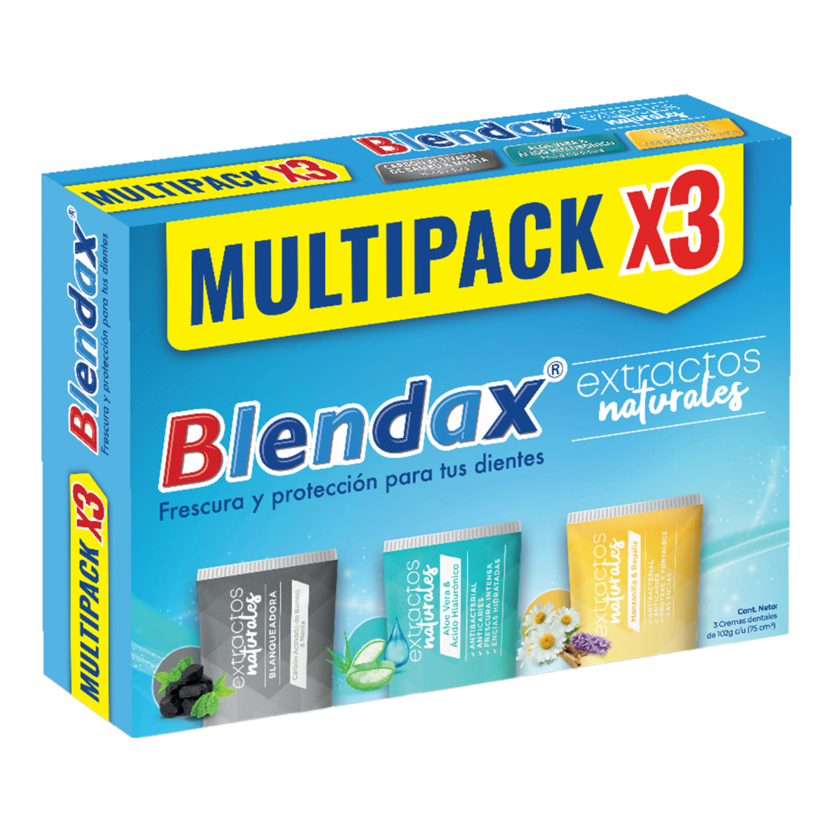 Pasta Dental Extractos Naturales Multipack BLENDAX X3 Uds