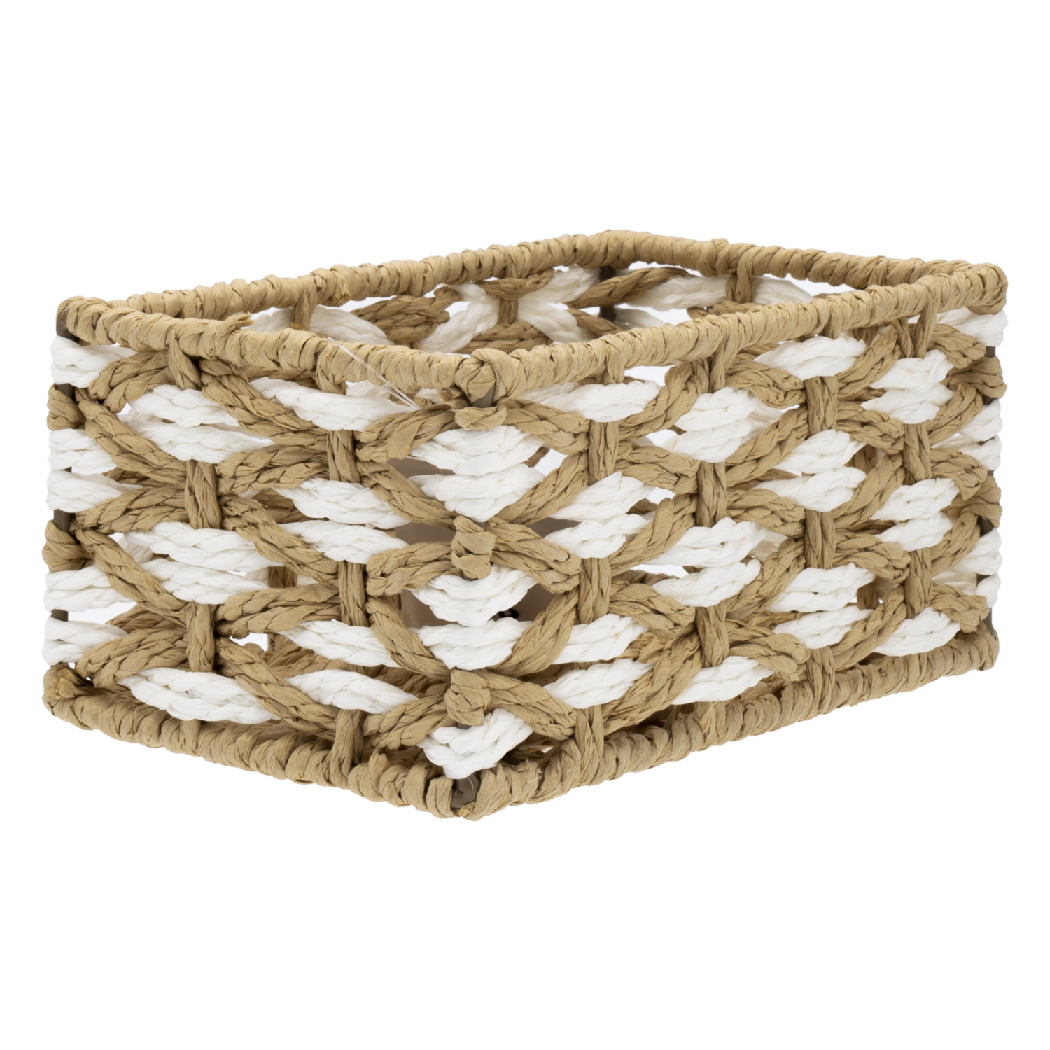 Cesta Diseño Rectangular Blanco/Beige Pequeño FREE HOME 18X12X9 Cm