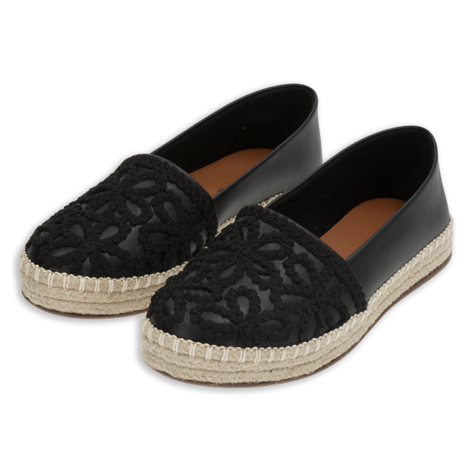 Zapatos Mocasín Tejido De Flores Color Negro TREND & STYLE