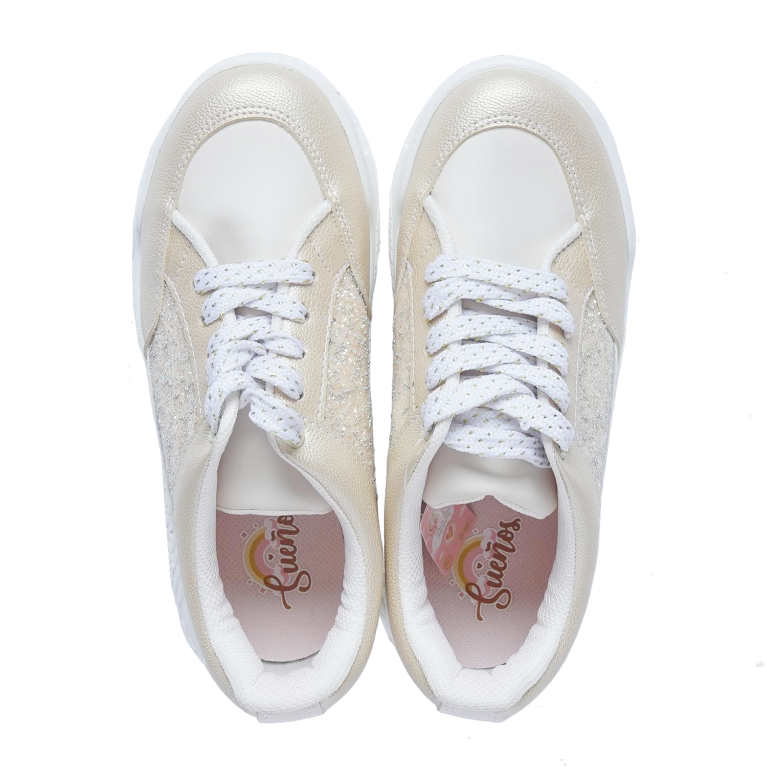Zapatos Deportivo Con Cordon Champagne Con Dorado SUEÑOS Y MODA