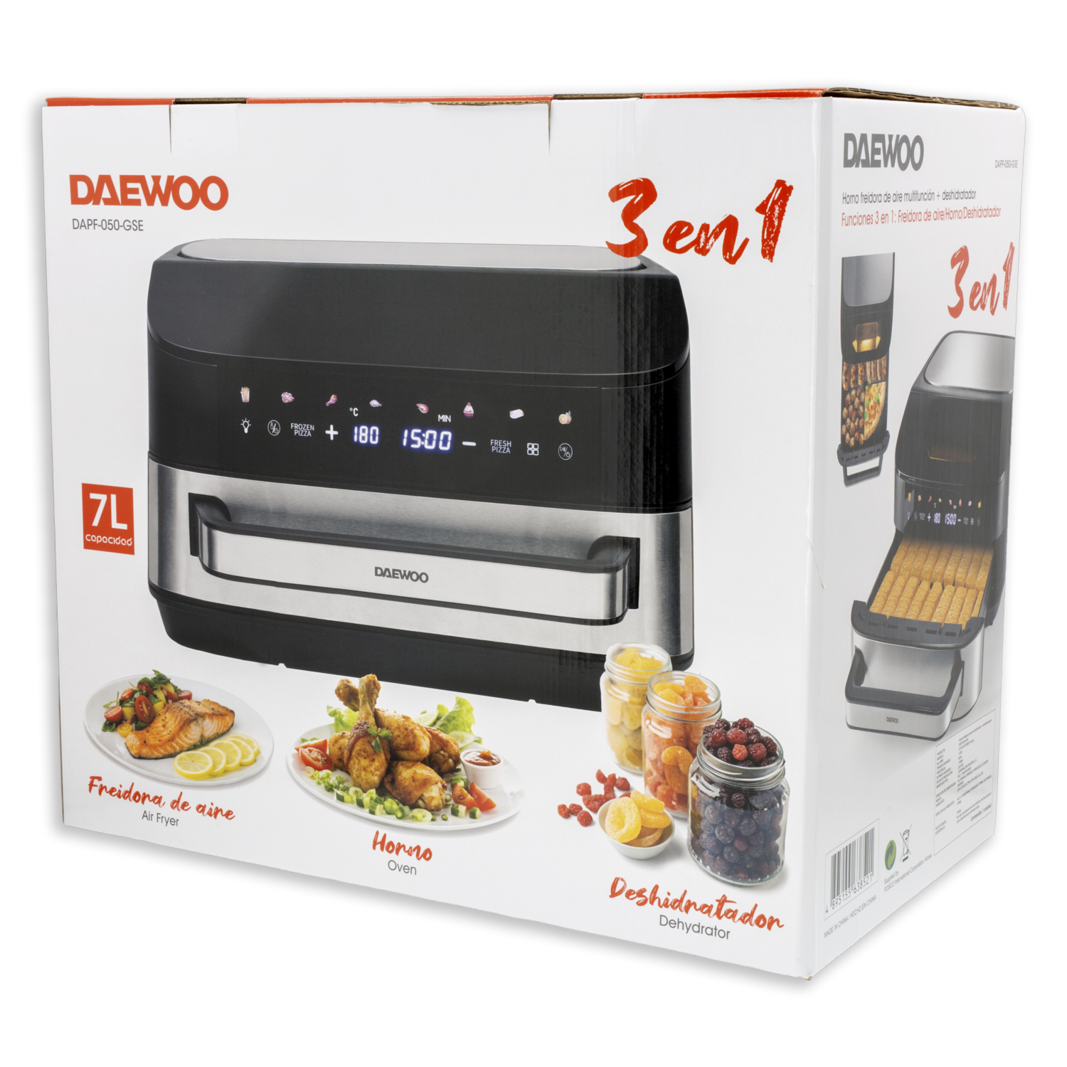 Horno Freidora De Aire Pizza 3 En 1 DAEWOO 7 Litros