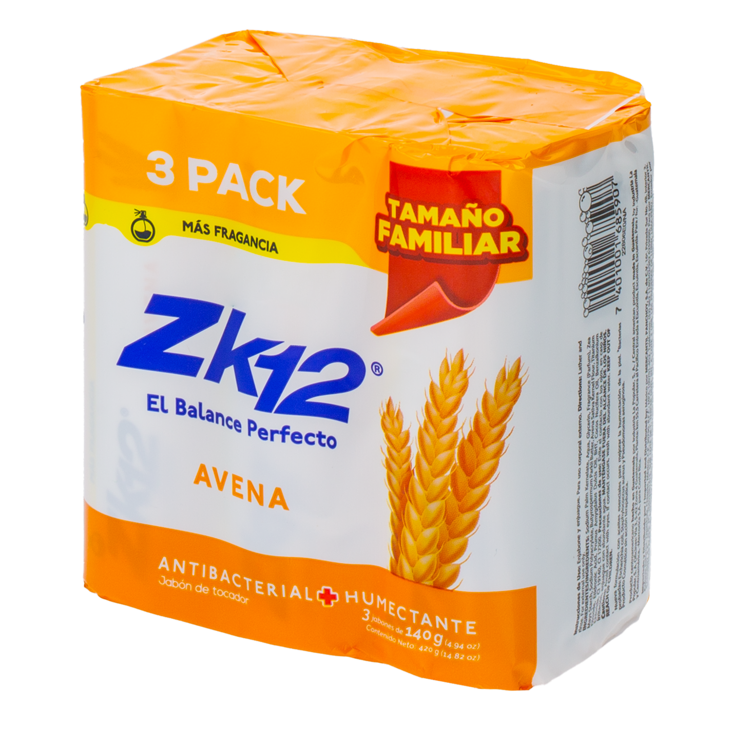 Jabón De Tocador Antibacterial Y Humectante Con Avena ZK12 3 Pack