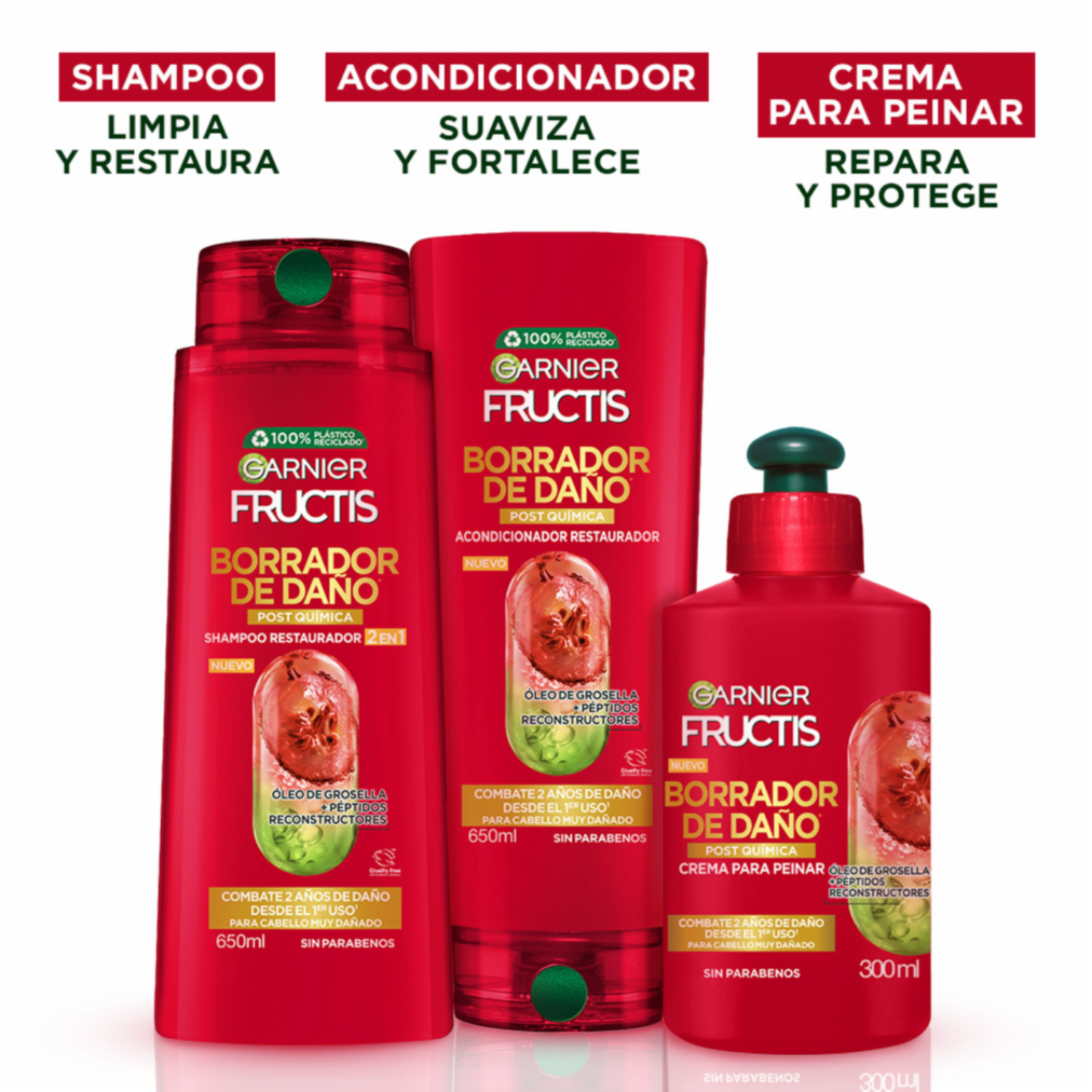 Shampoo Para Cabello Borrador De Daño Post Química GARNIER FRUCTIS 350 Ml