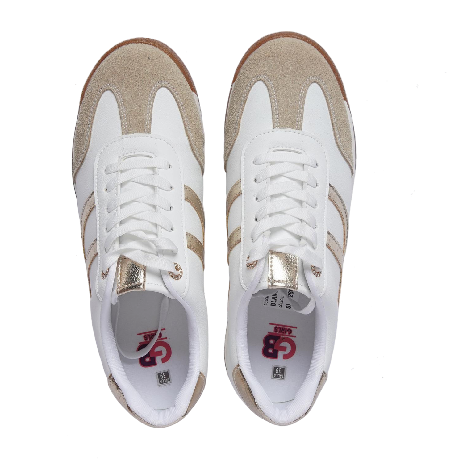 Zapatos Urbanos Blanco Con Beige Y Dorado Con Cordones TREND & STYLE