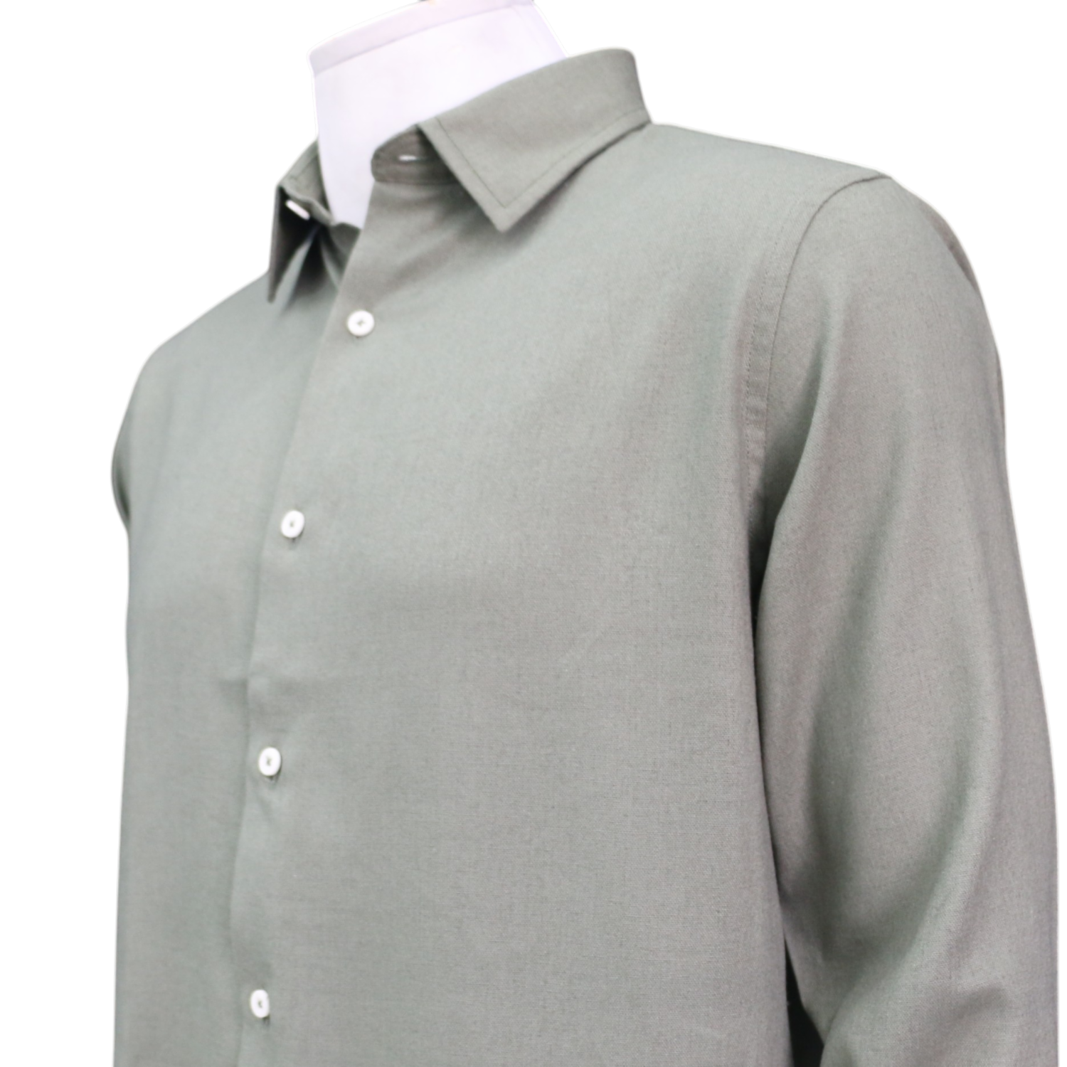 Camisa Manga Larga Cuello Clasico Lino Verde BLUE