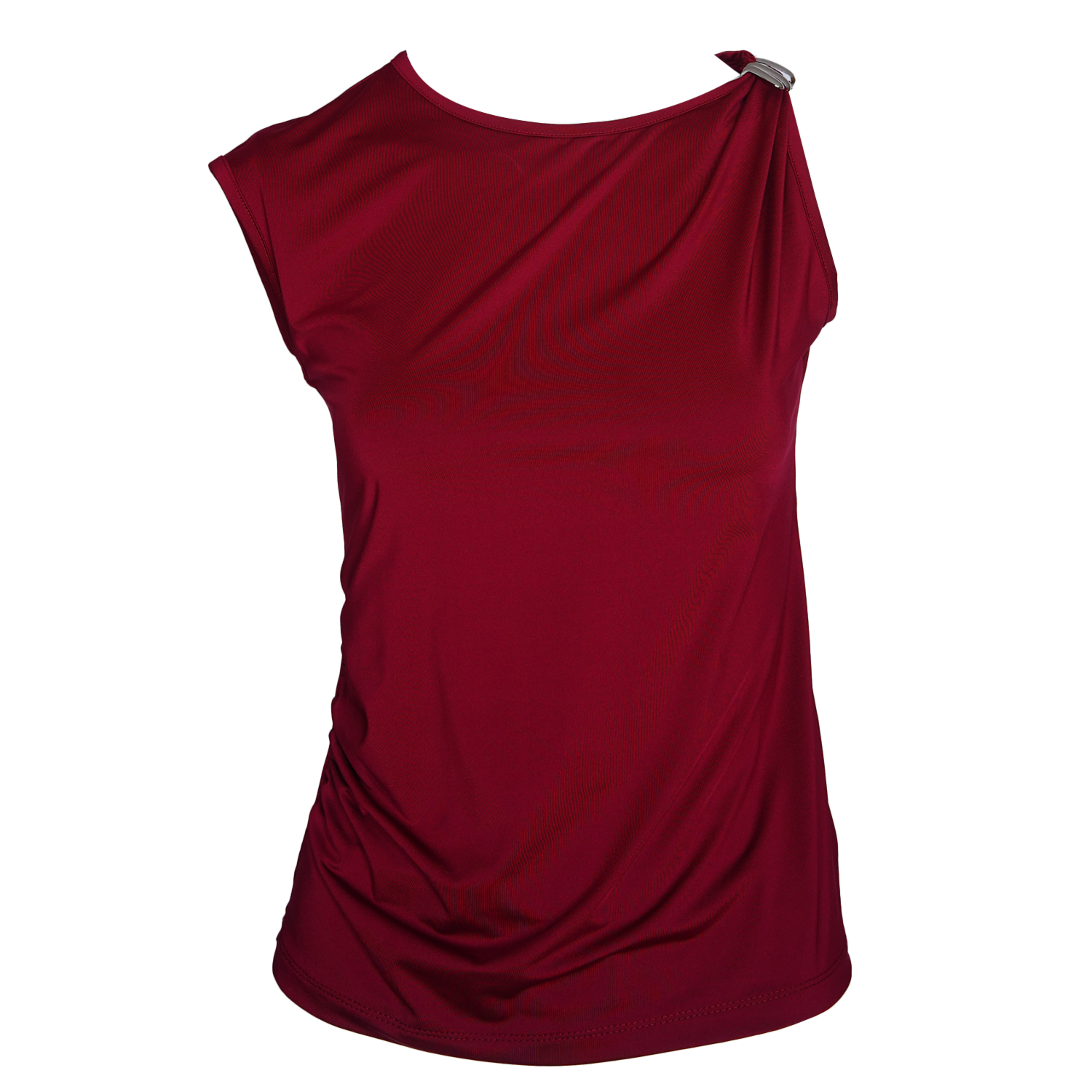 Blusa Sin Mangas Cuello Redondo Con Aplique Dorado En El Hombro TREND & STYLE
