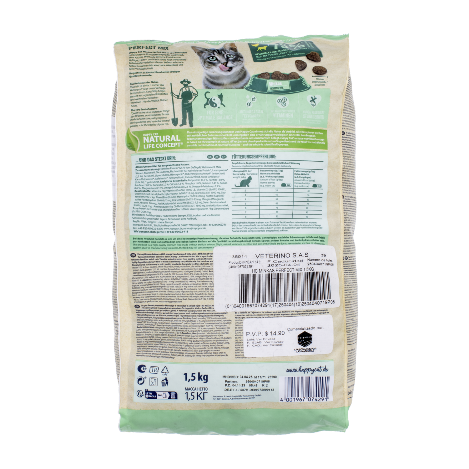 Alimento Para Gatos Minkas Perfect Mix HAPPY CAT 1.50 Kg