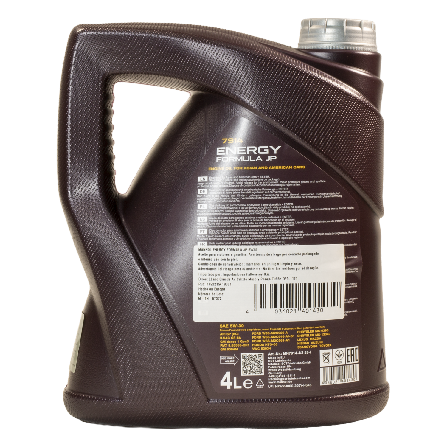 Aceite Para Auto Full Synthetic Energy Jp  5W30 MANNOL 5000 Ml