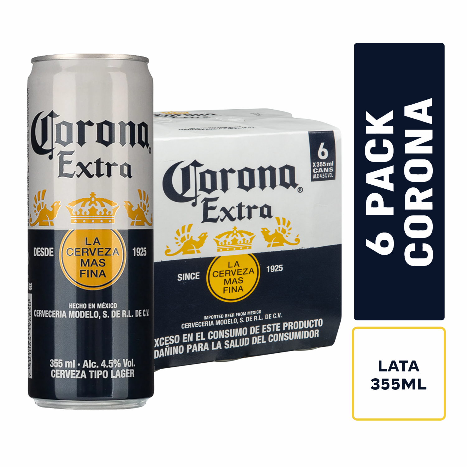 Cerveza En Lata  Six Pack CORONA 6×355 Ml