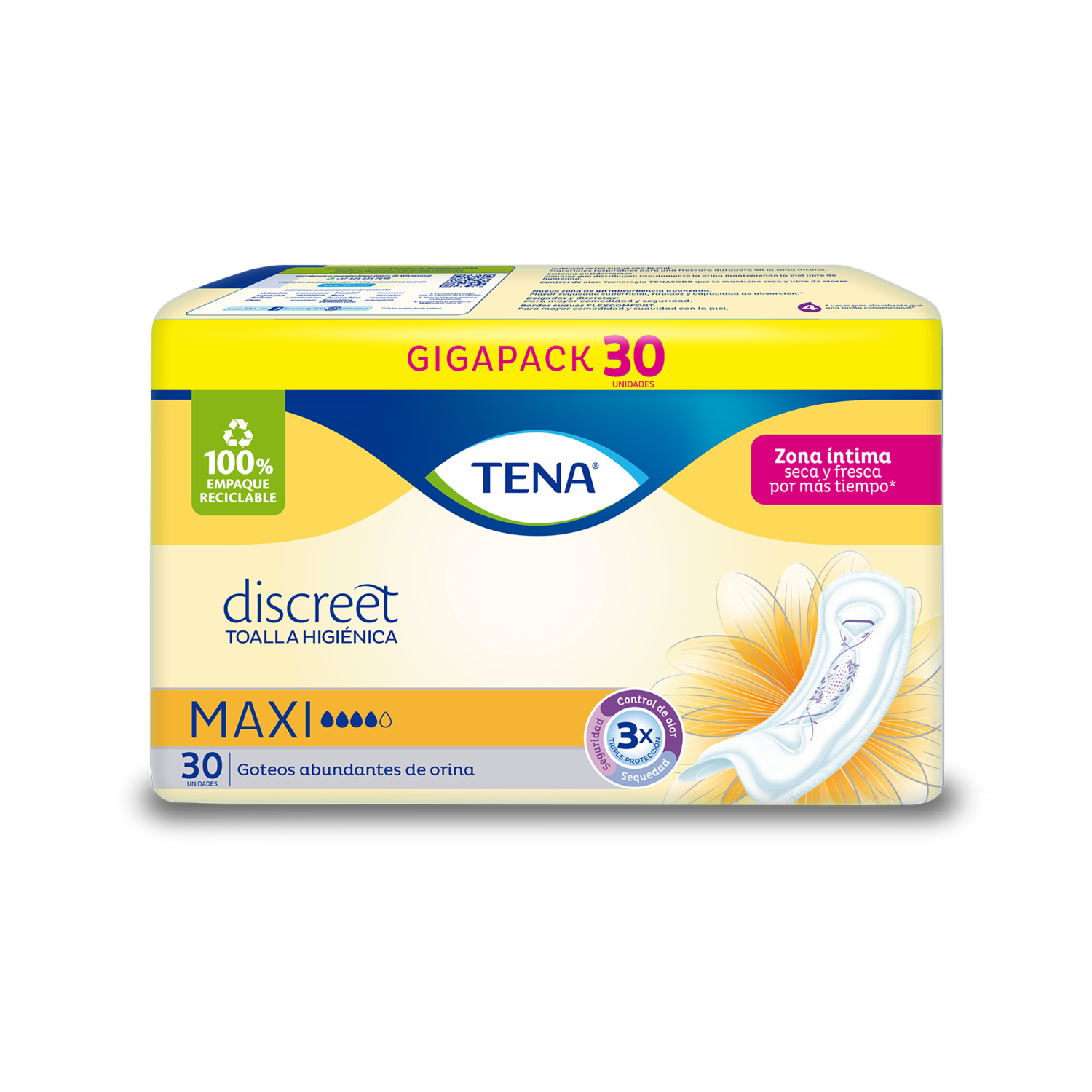 Toallas Sanitarias Maxi Mujer TENA X 30 Uds