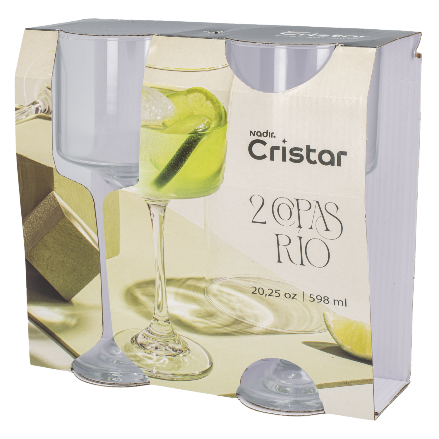 Set De Copas Para Coctel Colección Río 5501CL2 CRISTAR 2X598 Ml