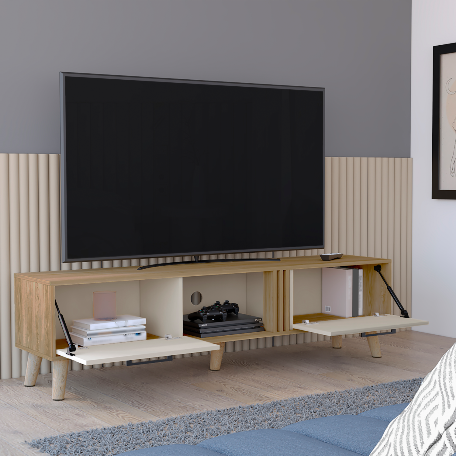 Rack De Tv 70″ Vance Fresno Y Capri RTA Mdf Y Mdp