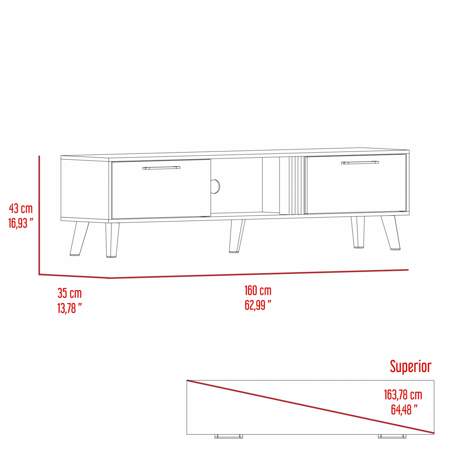 Rack De Tv 70″ Vance Fresno Y Capri RTA Mdf Y Mdp