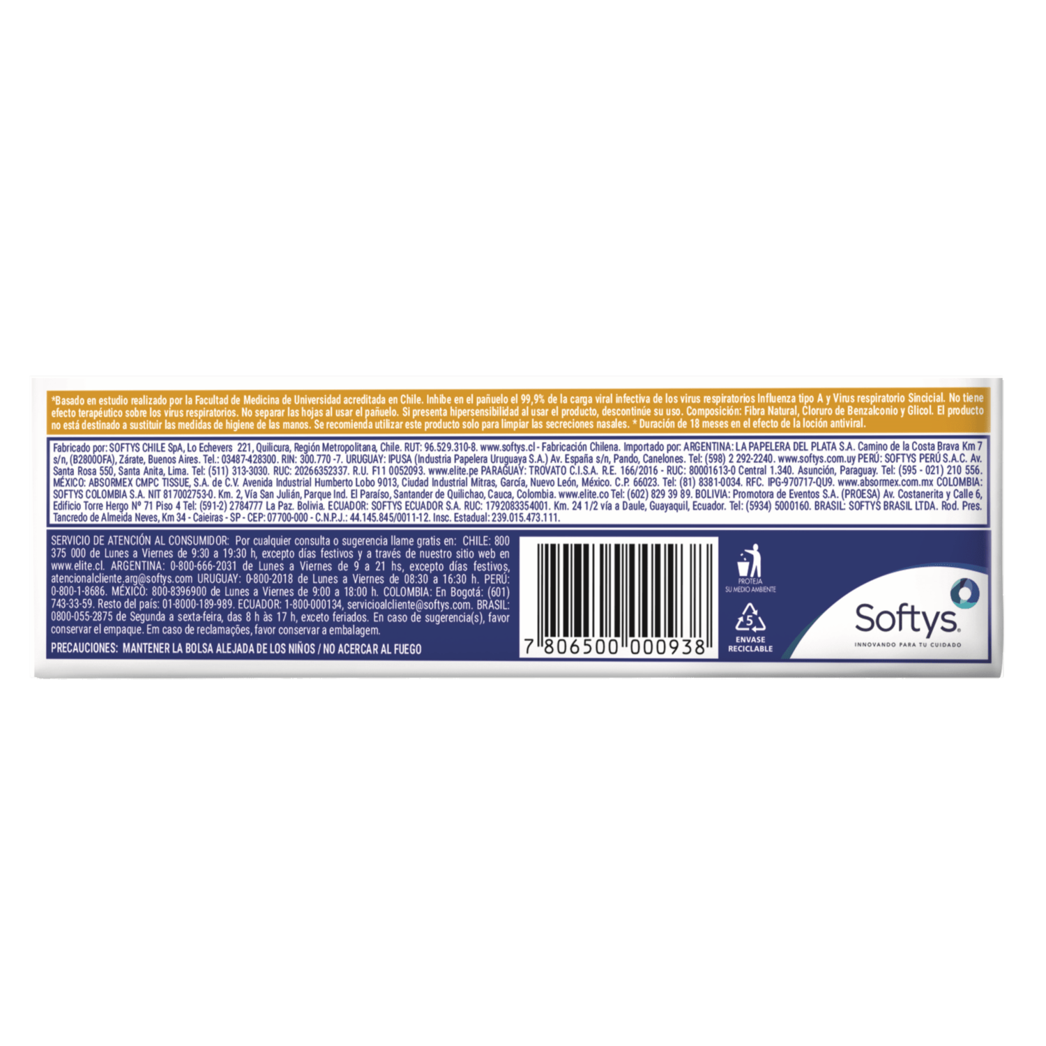 Pañuelo Desechable Faciale Antiviral ELITE X 6 Uds