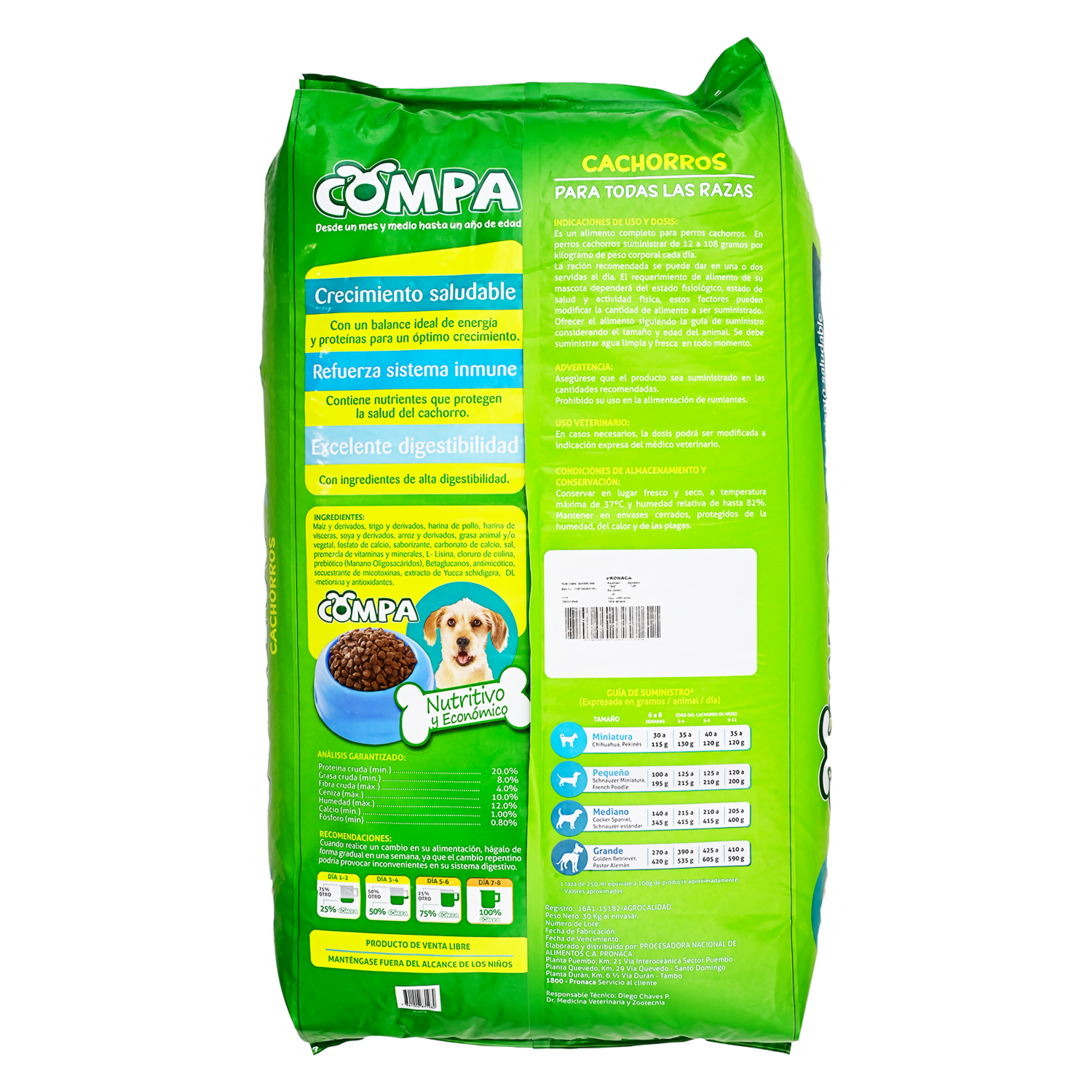 Alimento Para Perros Cachorros Todas Las Razas Sabor A Pollo COMPA 30 Kg