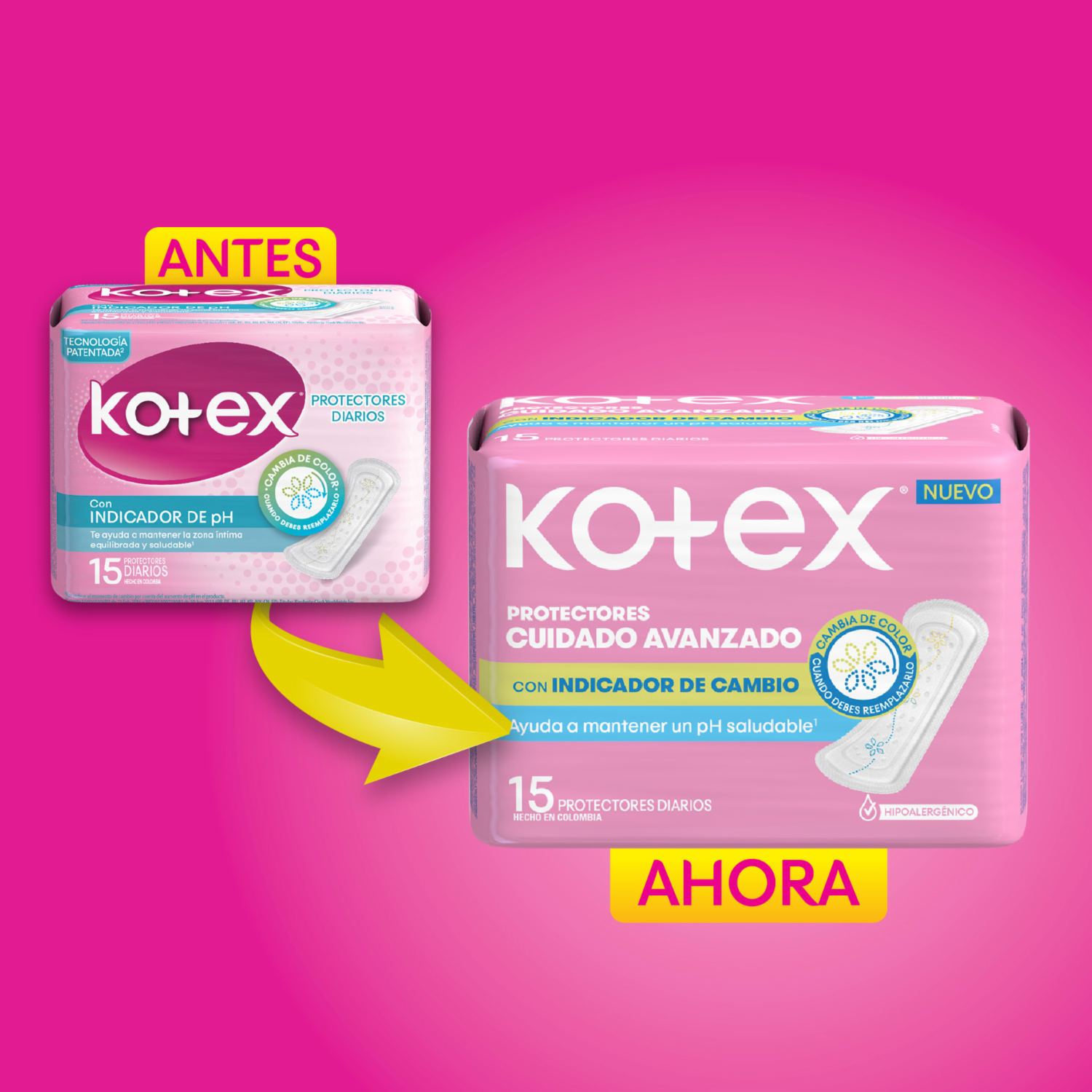 Protectores Diarios Cuidado Avanzado Indicador de Cambio KOTEX X 150 Uds